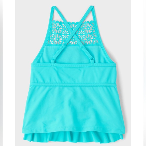 Aqua Ruffle Kids Tankini Set - Picture 3 of 3